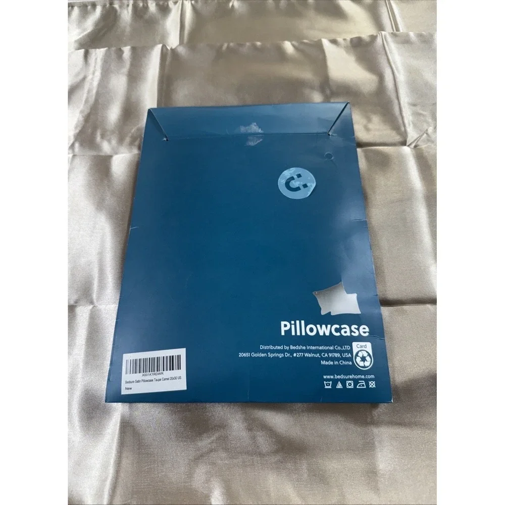 Bedsure Satin Pillowcases Queen Set of 2 Taupe Envelope Closure Polyester Silk